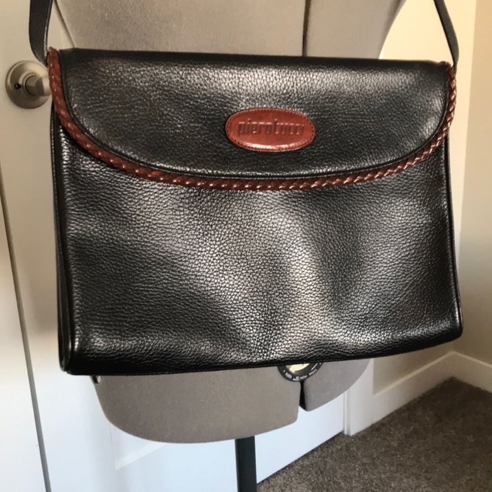 Pierotucci Pebbled Italian Leather Portfolio Shoulder Bag, Excellent Condition